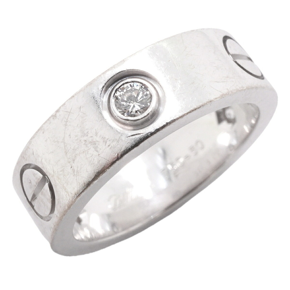 Cartier Love Ring, 3PD, 18K White Gold, Diamond, Size #50, Women's